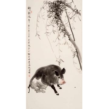 张晖国画动物柳韵延年字画之家
