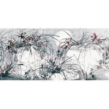 张晖国画花鸟水上兰花红欲燃字画之家