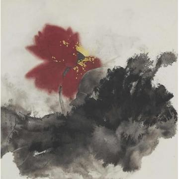 吴文莉国画花鸟醉红妆字画之家