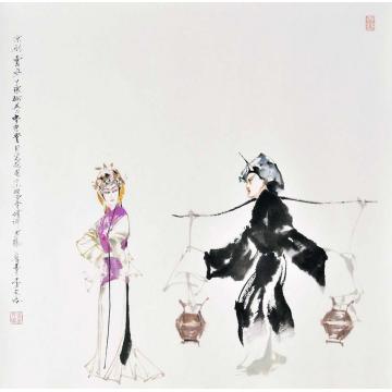 李文培国画人物桂英与李彦贵001字画之家
