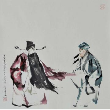 李文培国画人物曹操与蒋干字画之家