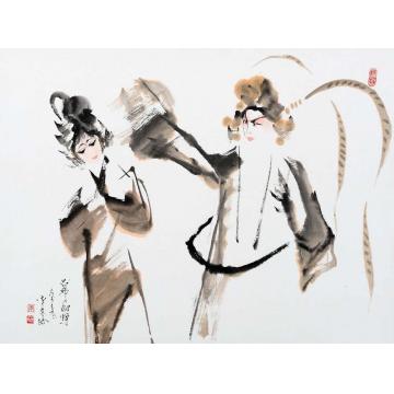 李文培国画人物吕布戏貂蝉字画之家