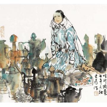 刘大为国画人物喀什陶艺字画之家
