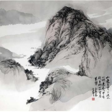 陈宏年国画山水山边生云云下流水畔字画之家