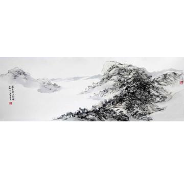 陈宏年国画山水《藏书阁泊船图》字画之家
