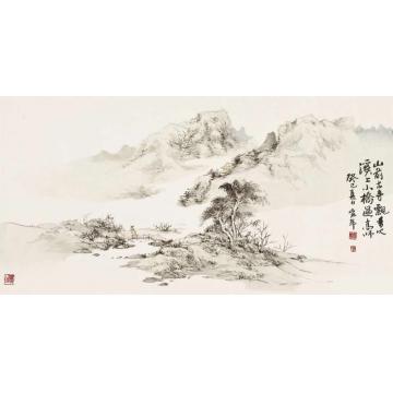 陈宏年国画山水《溪上小桥过高师》字画之家
