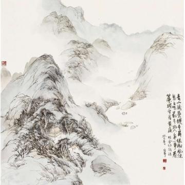 陈宏年国画山水《卷帘独坐》字画之家