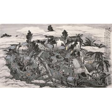 叶其嘉国画山水农庄暮韵字画之家