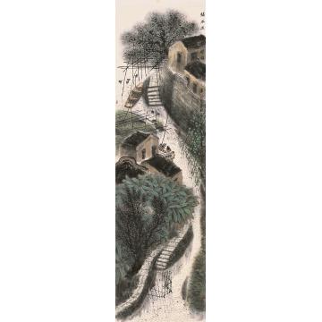 叶其嘉国画山水绿水曲径好人家字画之家