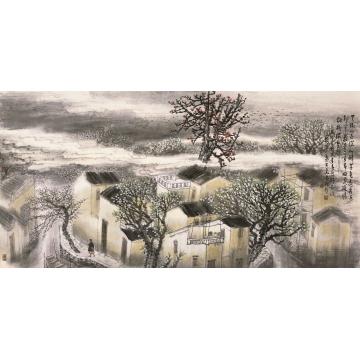 叶其嘉国画山水花乡小雨字画之家