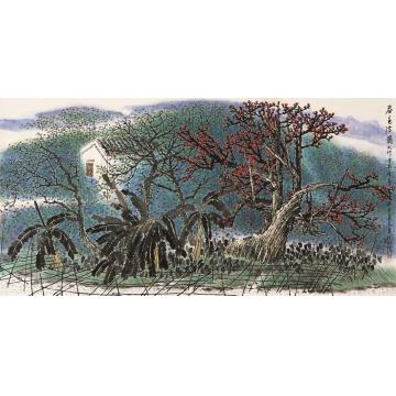 叶其嘉国画山水春色满园字画之家
