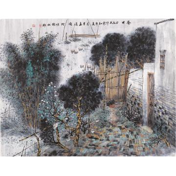 叶其嘉国画山水春日字画之家