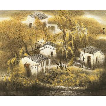 叶其嘉国画山水晚风细寒是深秋（中国画） 68cmx55cm字画之家