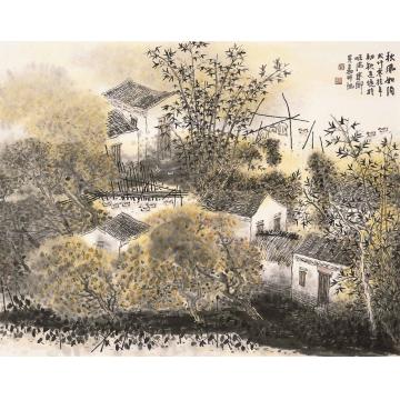 叶其嘉国画山水秋风如约 68x80字画之家