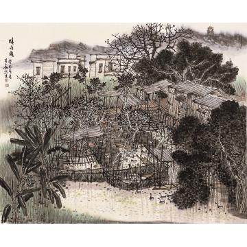 叶其嘉国画山水晴雨图70x90字画之家
