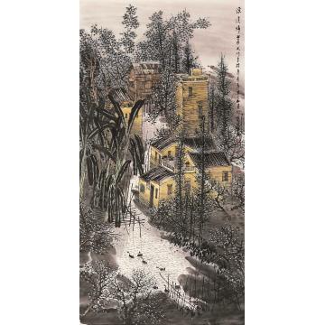 叶其嘉国画山水清溪倚翠138x70字画之家