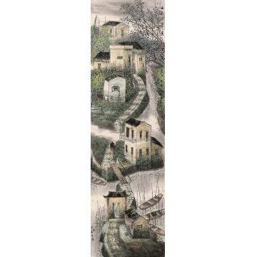 叶其嘉国画山水雨过湿归途 180x50字画之家