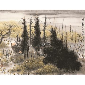 叶其嘉国画山水晓雾 55x68字画之家