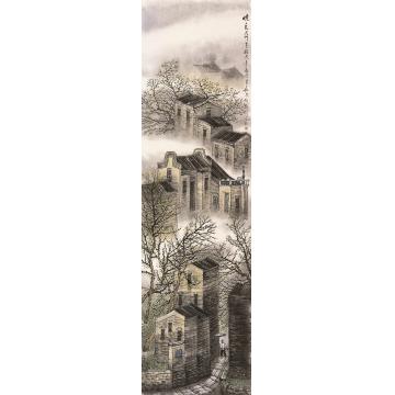 叶其嘉国画山水晓色 180x53字画之家