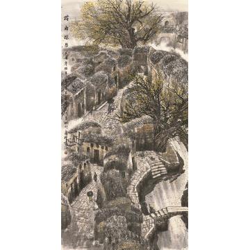 叶其嘉国画山水踏雨探幽 68x138字画之家