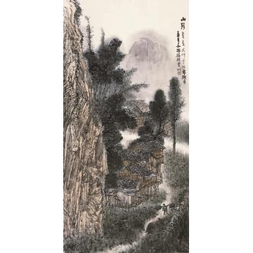 叶其嘉国画山水山路重重 180x50字画之家