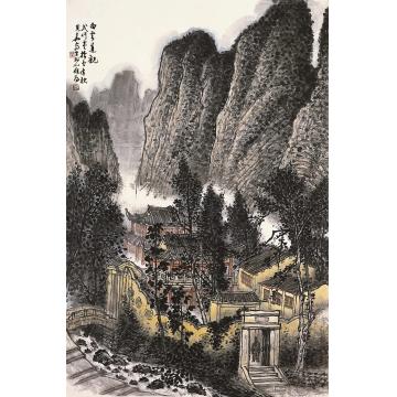 叶其嘉国画山水白云道观 68x46字画之家