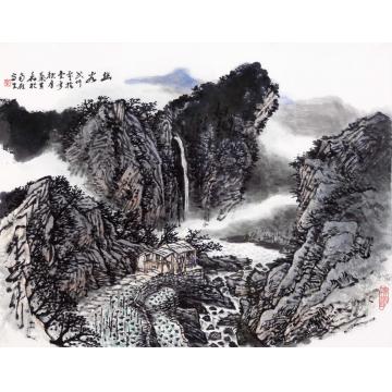 叶其嘉国画山水《幽谷》69X46-1字画之家