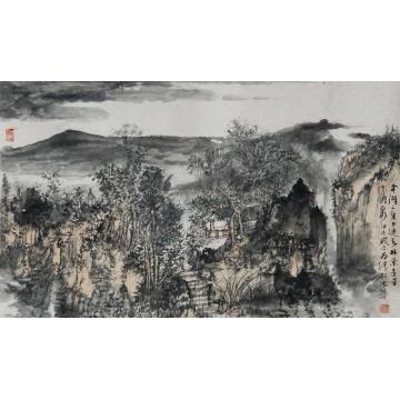 汪为胜国画山水平湖图字画之家