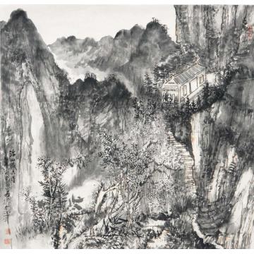 汪为胜国画山水深山藏字画之家