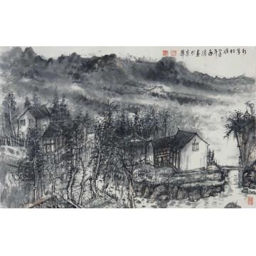 汪为胜国画山水水墨村庄字画之家
