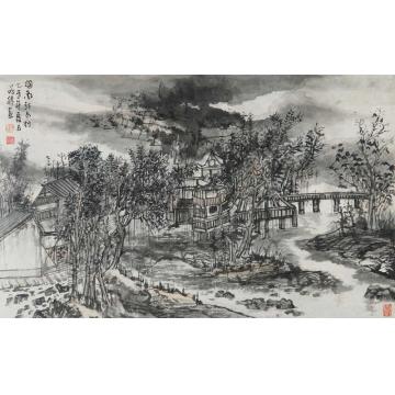 汪为胜国画山水烟雨平林字画之家