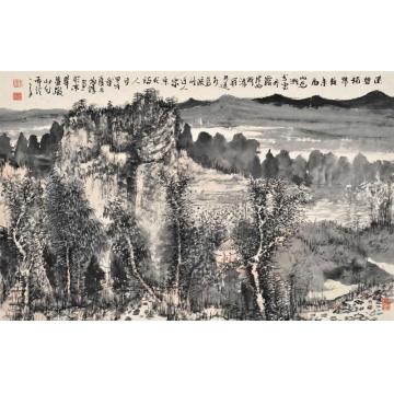 汪为胜国画山水溪岸图字画之家