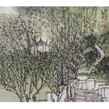 汪为胜国画山水春绿字画之家