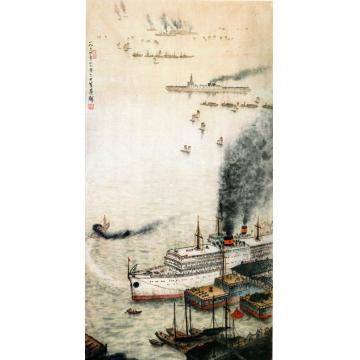 黄养辉油画风景长江码头字画之家