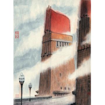 黄养辉油画风景桥头堡字画之家