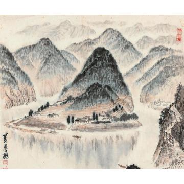 黄养辉国画山水山溪雨後字画之家