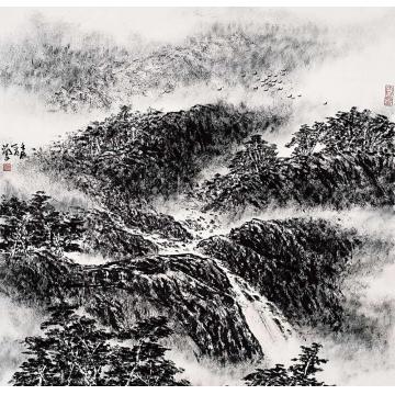 林蘭子国画山水焦墨山水003字画之家