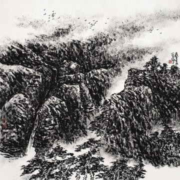 林蘭子国画山水焦墨山水004字画之家