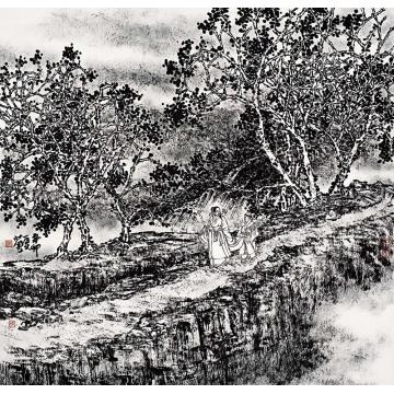 林蘭子国画山水焦墨山水007字画之家