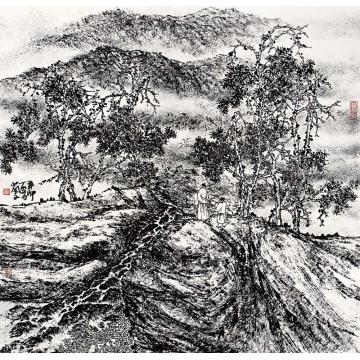 林蘭子国画山水焦墨山水008字画之家