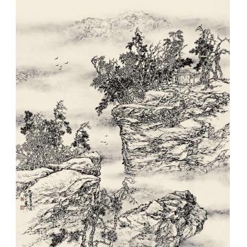 林蘭子国画山水焦墨山水009字画之家