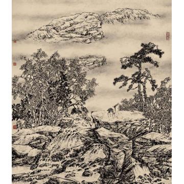 林蘭子国画山水焦墨山水012字画之家