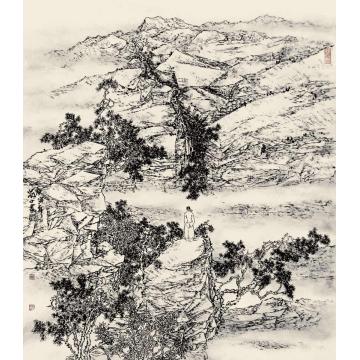 林蘭子国画山水焦墨山水015字画之家