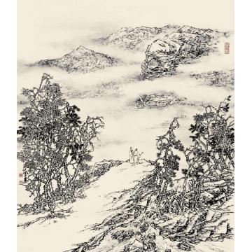 林蘭子国画山水焦墨山水016字画之家