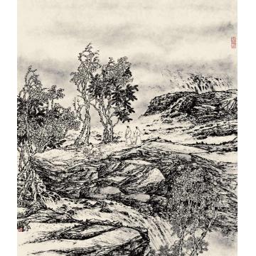 林蘭子国画山水焦墨山水017字画之家