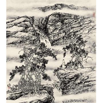 林蘭子国画山水焦墨山水018字画之家