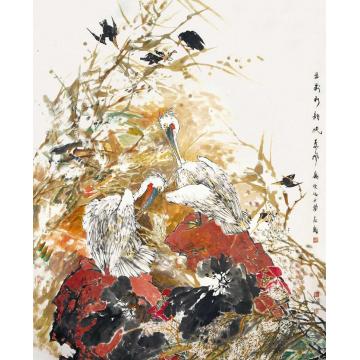 郭志光国画花鸟五彩秋韵眠东风字画之家
