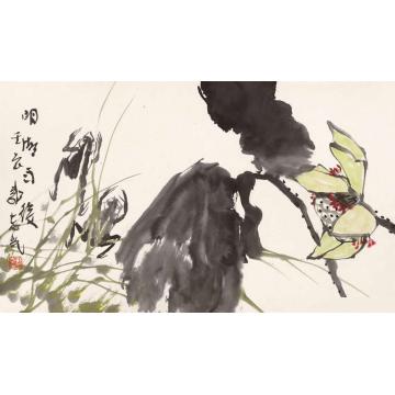郭志光国画花鸟花鸟册页六开之三-明湖雨后字画之家