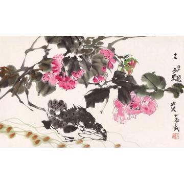 郭志光国画花鸟花鸟册页六开之五-大富贵字画之家