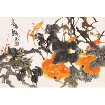 郭志光国画花鸟花鸟册页四开之八-葫芦草虫字画之家